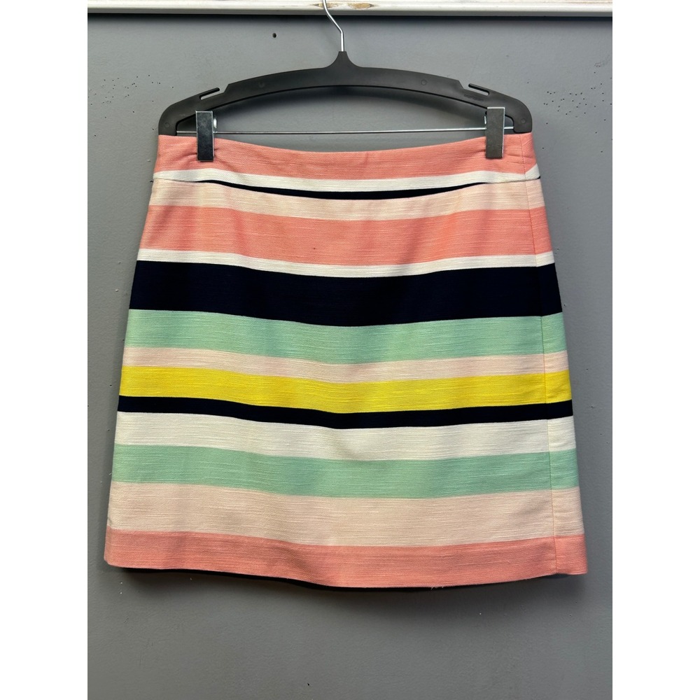 Loft Outlet Skirt Womens‎ 4 Multicolor Striped Mini Cotton Blend Textured Office